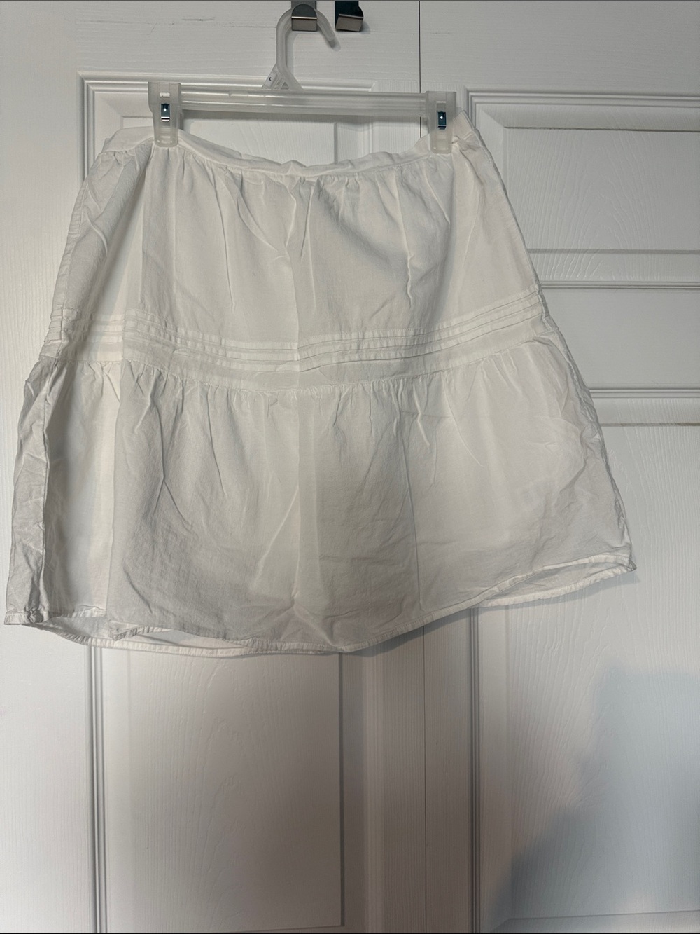 White Tiered Cotton Skater Skirt